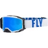 Μάσκα μηχανής motocross FLY RACING Zone Pro White/Blue - Sky Blue Mirror/Smoke Lens