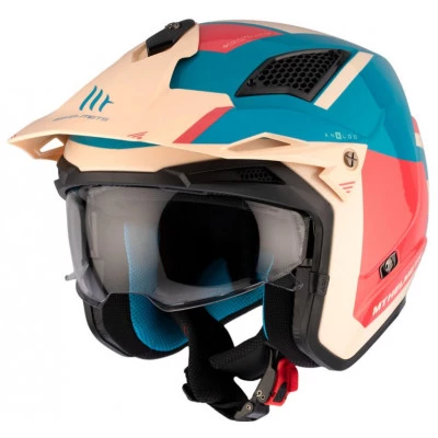 Κράνος μηχανής MT DISTRICT SV S ANALOG D7 GLOSS BLUE/BEIJE/ORANGE