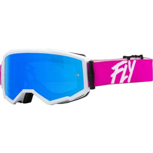 Μάσκα μηχανής motocross FLY RACING Zone Pink/White W/ Sky Blue Mirror/Smoke Lens