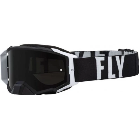 Μάσκα μηχανής motocross FLY RACING Zone Pro Black/White W/Dark Smoke Lens W/Post