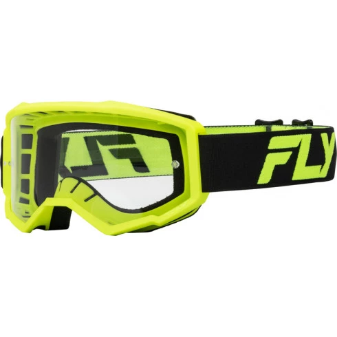 Μάσκα μηχανής motocross FLY RACING Focus 24 Black/Hi-Vis - Clear Lens