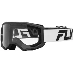 Μάσκα μηχανής motocross FLY RACING Focus 24 White/Black - Clear Lens