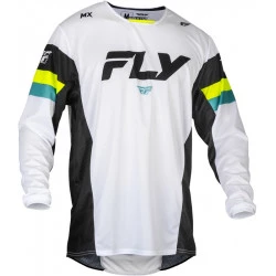 Μπλούζα μηχανής motocross FLY RACING Kinetic Prix- White/Black/Hi-Vis