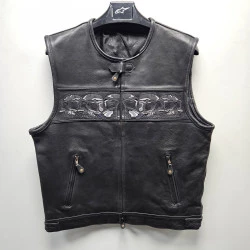 Δερμάτινο γιλέκο μηχανής SKULL BLACK