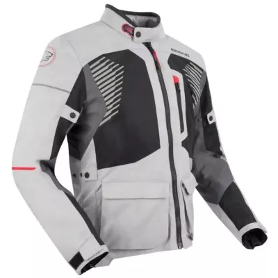 Μπουφάν μηχανής BERING Bakundu Grey/Black/Red Μπουφάν μηχανής BERING Bakundu Grey/Black/Red