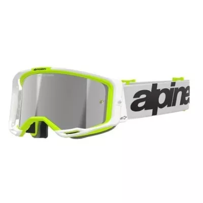 Μάσκα motocross ALPINESTARS VISION 8 WORDMARK WHITE YLLW FLUO Mirror SILVER