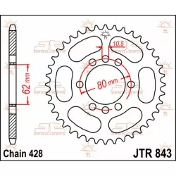 Γρανάζι πίσω κίνησης JT Sprockets JTR843.48 Γρανάζι πίσω κίνησης JT Sprockets JTR843.48