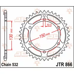 Γρανάζι πίσω κίνησης JT Sprockets JTR866.39 Γρανάζι πίσω κίνησης JT Sprockets JTR866.39