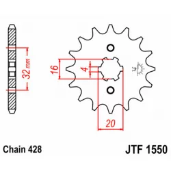 Γρανάζι κίνησης εμπρός JT Sprockets JTF1550.15 Γρανάζι κίνησης εμπρός JT Sprockets JTF1550.15