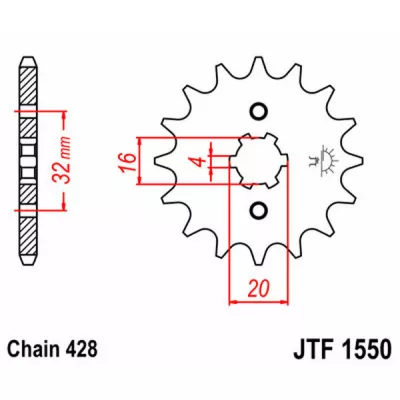 Γρανάζι κίνησης εμπρός JT Sprockets JTF1550.15