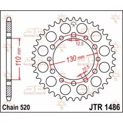 Γρανάζι πίσω κίνησης JT Sprockets JTR1486.44 Γρανάζι πίσω κίνησης JT Sprockets JTR1486.44