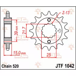 Γρανάζι κίνησης εμπρός JT Sprockets JTF1042.14 Γρανάζι κίνησης εμπρός JT Sprockets JTF1042.14