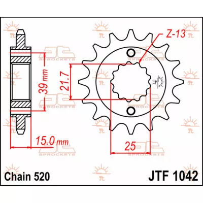 Γρανάζι κίνησης εμπρός JT Sprockets JTF1042.14