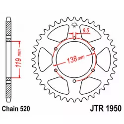 Γρανάζι πίσω κίνησης JT Sprockets JTR1950.48