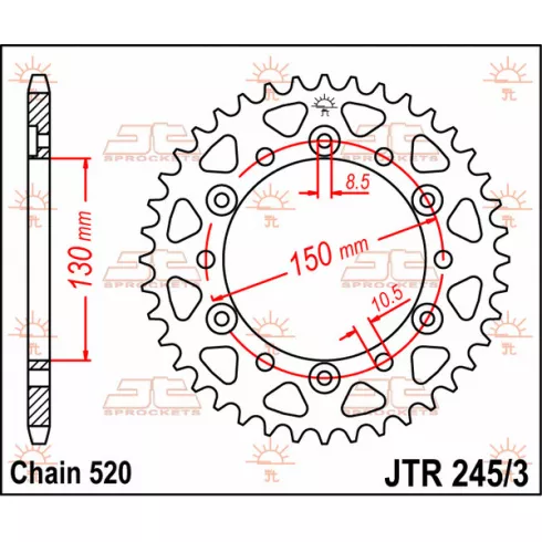Γρανάζι πίσω κίνησης JT Sprockets JTR245/3.42 Γρανάζι πίσω κίνησης JT Sprockets JTR245/3.42