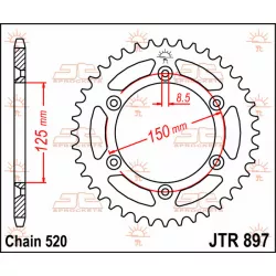 Γρανάζι πίσω κίνησης JT Sprockets JTR897.53 Γρανάζι πίσω κίνησης JT Sprockets JTR897.53
