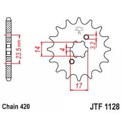 Γρανάζι κίνησης εμπρός JTF1128.14 Γρανάζι κίνησης εμπρός JTF1128.14