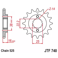 Γρανάζι κίνησης εμπρός JTF740.14 Γρανάζι κίνησης εμπρός JTF740.14