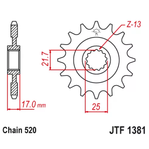 Γρανάζι κίνησης εμπρός JTF1381.16RB με αντικραδασμικό λάστιχο Γρανάζι κίνησης εμπρός JTF1381.16RB με αντικραδασμικό λάστιχο