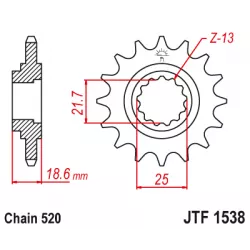 Γρανάζι κίνησης εμπρός JTF1538.14 Γρανάζι κίνησης εμπρός JTF1538.14