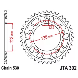 Γρανάζι πίσω κίνησης JT Sprockets JTA302.44 Γρανάζι πίσω κίνησης JT Sprockets JTA302.44