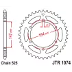 Γρανάζι πίσω κίνησης JT Sprockets JTR1074.44 Γρανάζι πίσω κίνησης JT Sprockets JTR1074.44 thumb
