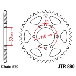 Γρανάζι πίσω κίνησης JT Sprockets JTR890.45 ZBK Γρανάζι πίσω κίνησης JT Sprockets JTR890.45 ZBK