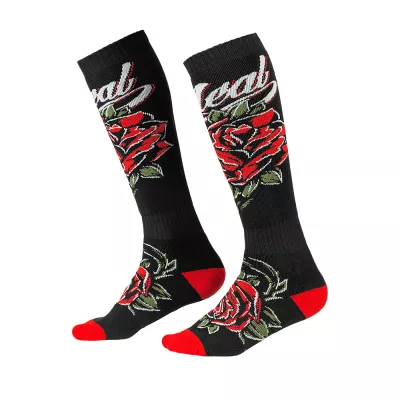 Ισοθερμικές κάλτσες μηχανής O'NEAL PRO MX ROSES ΜΑΥΡΟ/ΚΟΚΚΙΝΟ