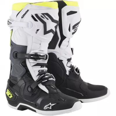 Μπότες μηχανής motocross ALPINESTARS TECH 10 Black/White/Yellow Fluorescent