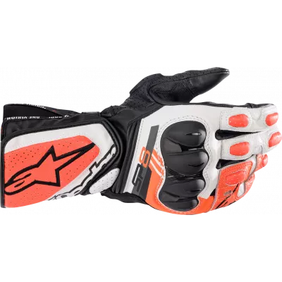 Δερμάτινα γάντια μηχανής ALPINESTARS SP-8 V3 BLACK/WHITE/RED FLUO