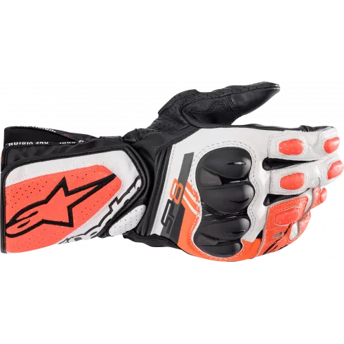 Δερμάτινα γάντια μηχανής ALPINESTARS SP-8 V3 BLACK/WHITE/RED FLUO Δερμάτινα γάντια μηχανής ALPINESTARS SP-8 V3 BLACK/WHITE/RED FLUO