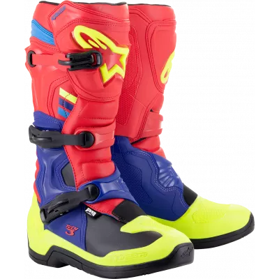 Μπότες μηχανής motocross ALPINESTARS TECH 3 ΚΟΚΚΙΝΟ/ΜΠΛΕ/ΚΙΤΡΙΝΟ