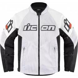 Μπουφάν μηχανής ICON MESH AF LEATHER CE WHITE Μπουφάν μηχανής ICON MESH AF LEATHER CE WHITE