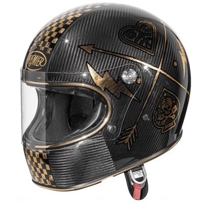 Κράνος μηχανής PREMIER TROPHY CARBON NX GOLD CHROMED FULL FACE