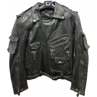 Δερμάτινο μπουφάν μηχανής CHOPPER BLACK