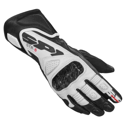 Γυναικεία δερμάτινα γάντια μηχανής SPIDI STR-6 ΜΑΥΡΟ/ΛΕΥΚΟ