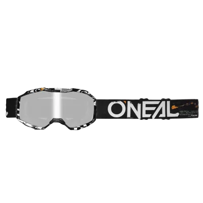 Παιδική μάσκα motocross O'NEAL B-10 ATTACK ΜΑΥΡΟ/ΛΕΥΚΟ - SILVER MIRROR V.24