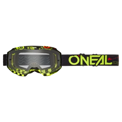 Μάσκα motocross O'NEAL B-10 ATTACK BLACK/NEON YELLOW - CLEAR V.24