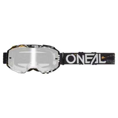 Μάσκα motocross O'NEAL B-10 ATTACK BLACK/WHITE - SILVER MIRROR V.24