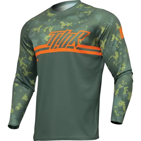 Μπλούζα motocross THOR SECTOR DIGI GREEN/ORANGE