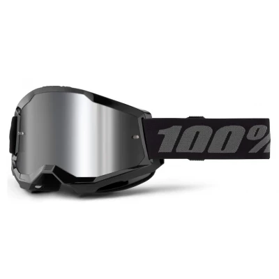 Μάσκα μηχανής motocross 100% STRATA2 BLACK - MIRROR SILVER 24