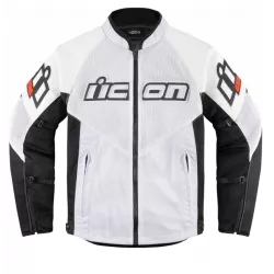 Μπουφάν μηχανής ICON MESH AF LEATHER CE WHITE - без гръб Μπουφάν μηχανής ICON MESH AF LEATHER CE WHITE - без гръб
