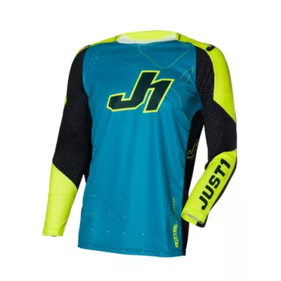 Μπλούζα motocross Just1 J-Flex 2.0 Frontier Teal Black/Yellow Fluo