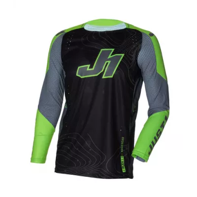 Μπλούζα motocross Just1 J-Flex 2.0 Frontier Grey/Green Fluo/Black