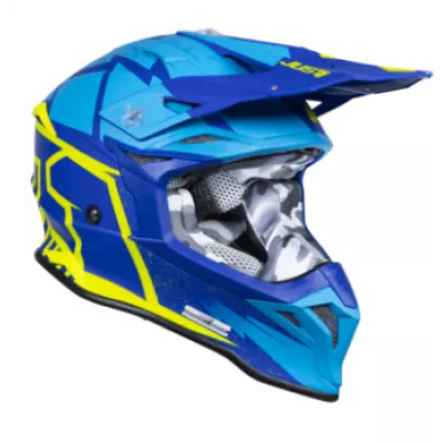 Κράνος μηχανής Just1 J-39 Poseidon Fluo Yellow/Blue