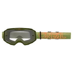 Μάσκα μηχανής motocross O'NEAL B-10 STRIPED GREEN/ORANGE - CLEAR  Μάσκα μηχανής motocross O'NEAL B-10 STRIPED GREEN/ORANGE - CLEAR
