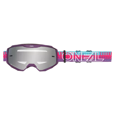 Παιδική μάσκα motocross O'NEAL B-10 STRIPED PINK/PURPLE - SILVER MIRROR