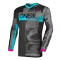 Γυναικεία μπλούζα motocross O`NEAL ELEMENT ROLLER BLACK/CYAN thumb