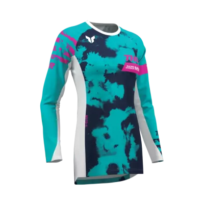 Γυναικεία μπλούζα motocross THOR LAUNCHMODE BLEACH WHITE/AQUA Γυναικεία μπλούζα motocross THOR LAUNCHMODE BLEACH WHITE/AQUA